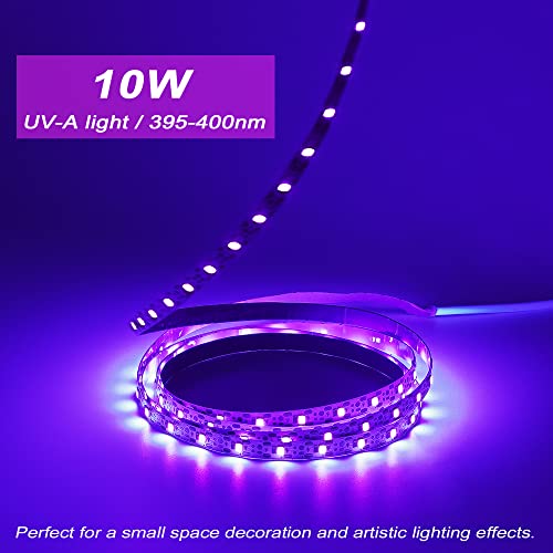 USB Black Light Strip, 6.6ft 10W UV LED Blacklight String Lights, 395-400nm, DC 5V, 120 Lamp Beads, Glow in The Dark for Halloween, Birthday, Party, Fluorescent Poster, Room, Bedroom Decoration - size: 6.6ft Strip