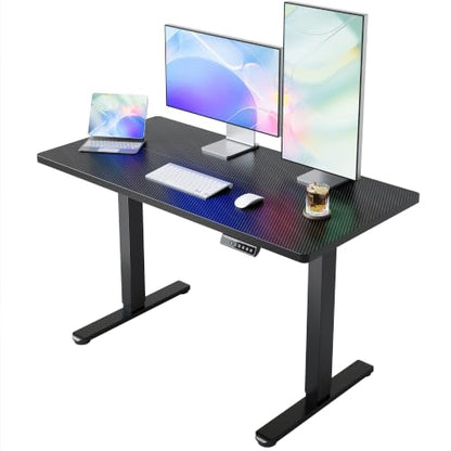 HUANUO 40x24 Inch Electric Standing Desk, Adjustable, Carbon Fiber Black | 176 Lbs Capacity, Smooth Home Office Desk, 4 Memory Presets & Headphone Hooks, 28.3–46.5 Inch Height Range, Easy to assemble - color: Carbon Fiber Black, size: 40" X 24"