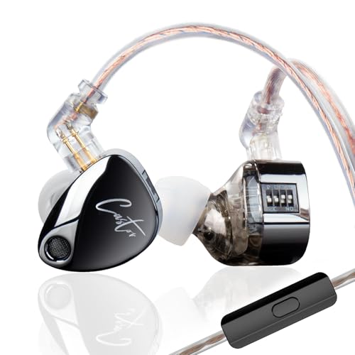 KZ Castor in Ear Monitor Headphones with Mic, HiFi Improved Bass Earphone Sound Tunable Noise Isolating IEMs, Dual-Dynamic Driver Wired Earbuds, 2PIN-C Detachable Cable for Singers Musicians - color: BassBlack, style: with Mic