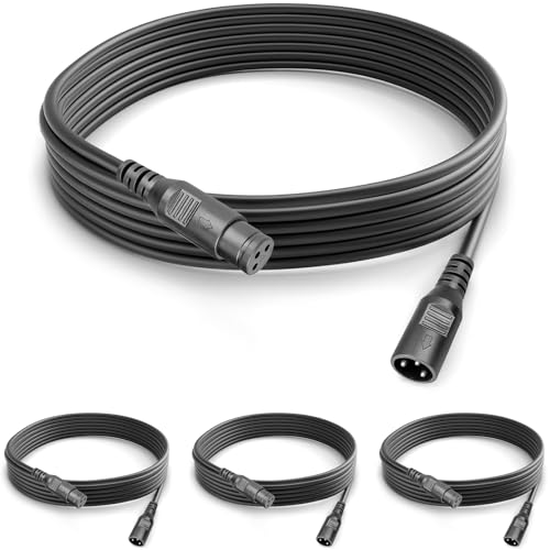 4 Packs 3 Pin XLR Cables Male Female XLR Patch Cable, XLR Cable 10ft 3m DMX Wire Extension Connectors Male and Female, DMX Cable with 3 Pin Connector for Stage Lights Moving Head Light LED Par Light - size: 4Pack 3m/10ft