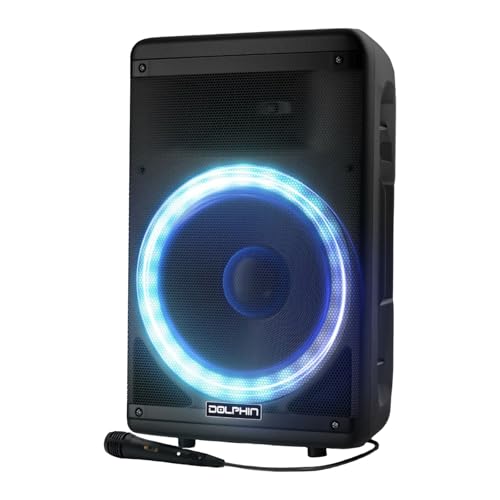 Dolphin Bluetooth Party Speaker with Wired Microphone, 15" Woofer
