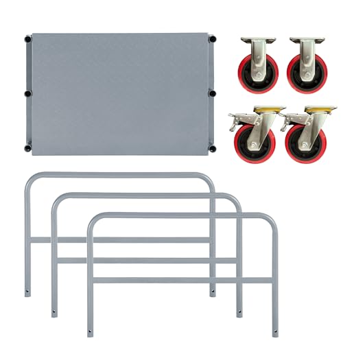Steel Drywall Cart, 36 x 24 Inch Heavy Duty Flatbed Panel Cart Dolly with 6 Inch Swivel Caster, Platform Trucks 2000LBS Capacity, Lumber Mattress Transporting Heavy Loads with 3 Side Handrails - size: 3 Side Handrails