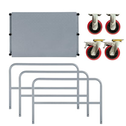 Steel Drywall Cart, 36 x 24 Inch Heavy Duty Flatbed Panel Cart Dolly with 6 Inch Swivel Caster, Platform Trucks 2000LBS Capacity, Lumber Mattress Transporting Heavy Loads with 3 Side Handrails - size: 3 Side Handrails