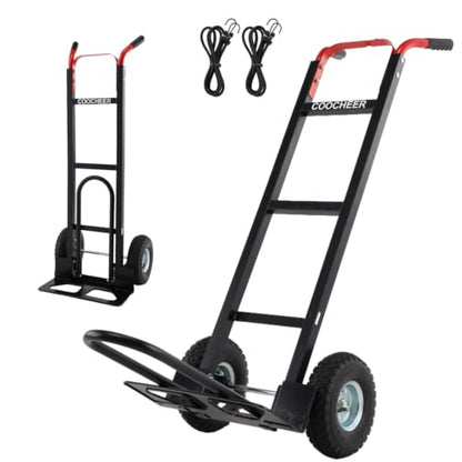 600lb Aluminum Hand Truck Heavy Duty Dolly, 10-Inch Pneumatic Tires,Cart - color: Red-2