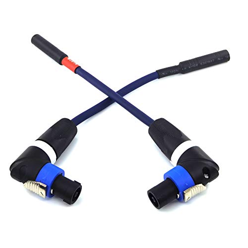 WJSTN 1/4 Inch TS Female to Right-Angle Speakon Speaker Cable, 6.35mm Mono to Right-Angle Twist Lock Speakon Audio Cord, 2 Pack 6IN