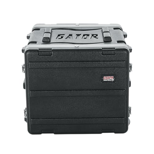 Gator Cases Lightweight Rolling 8U Rack Case with Heavy Duty Latches, Retractable Tow Handle, and Recessed Wheels, Standard 19.25" depth (GRR-8L) | Travel Friendly Mobility with Wheels & Pull Handle Lightweight Case & Field Replaceable Steel Rails - size: