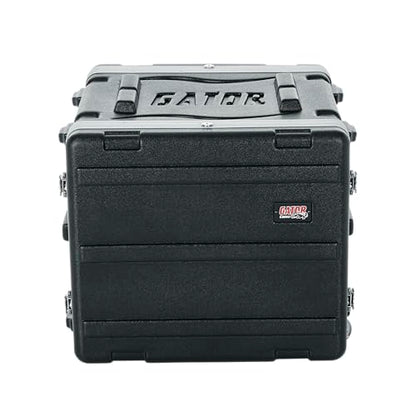 Gator Cases Lightweight Rolling 8U Rack Case with Heavy Duty Latches, Retractable Tow Handle, and Recessed Wheels, Standard 19.25" depth (GRR-8L) | Travel Friendly Mobility with Wheels & Pull Handle Lightweight Case & Field Replaceable Steel Rails - size: