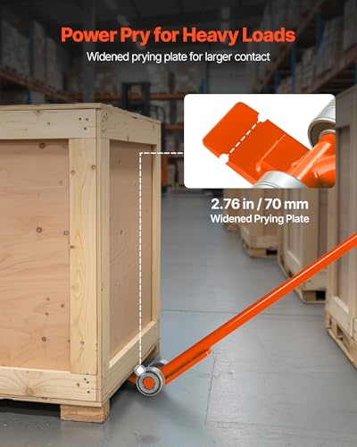 VEVOR Prylever Bar, 5T/11000LBS Load Capacity, 5.5FT Length Steel Handle Lever Dollyr with 2.8'' Wheels for Large Pallets, Heavy Items, Concrete Blocks, Heavy Duty Equipment Handling - size: 5T-5.5FT
