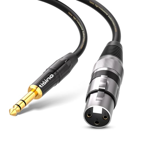 Tisino Female XLR to 1/4'' TRS Microphone Cable, 6.35mm Stereo Jack to 3-pin XLR Female Balanced Interconnect Micphone Cable -10FT | 1/4" 6.35mm to XLR Female Mic Cable for Mixer, Amp, Speaker, Gold-Plated Shielded OFC Interconnect Lead - size: 3m/10ft