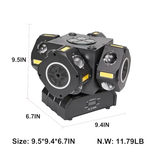 Moving Head DJ Lights 180W LED with 4 Rotating Head,16X10W RGBW 4-in-1 Multiple Effects Changing，21CH DMX-512/Sound Activated for Christmas KTV Wedding - color: 4 Arms