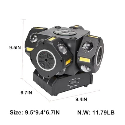 Moving Head DJ Lights 180W LED with 4 Rotating Head,16X10W RGBW 4-in-1 Multiple Effects Changing，21CH DMX-512/Sound Activated for Christmas KTV Wedding - color: 4 Arms