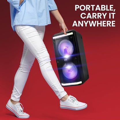 Pyle Sound Around Bluetooth Speaker & Microphone System - Portable Stereo Karaoke Speaker with Wired Mic, MP3/USB/Micro SD Readers, FM Radio (6.5’’ Subwoofers, 500 Watt MAX), Black, One Size, PPHP266B - color: Black, style: 500 Watt