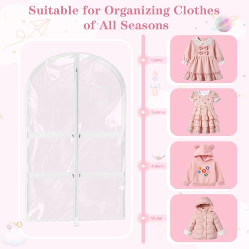 3 Pack Clear Dance Garment Bags for Dancers, 40" Waterproof Dustproof Dance Costume Bags for Hanging Clothes with 5 Large Zipper Pockets for Dance Competition, Suitable for Dress, Uniform