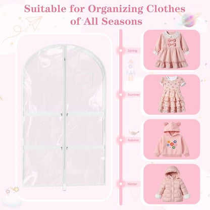 3 Pack Clear Dance Garment Bags for Dancers, 40" Waterproof Dustproof Dance Costume Bags for Hanging Clothes with 5 Large Zipper Pockets for Dance Competition, Suitable for Dress, Uniform