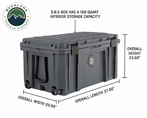 Overland Vehicle Systems 40100031 Dark Gray 169 QT Dry Box Storage with Wheels, Drain, and Bottle Opener | Waterproof Seal | Heavy-Duty Latches and Nylon Handles | Keeps Gear Safe, Dry and Organized - size: 169 QT Dry Box