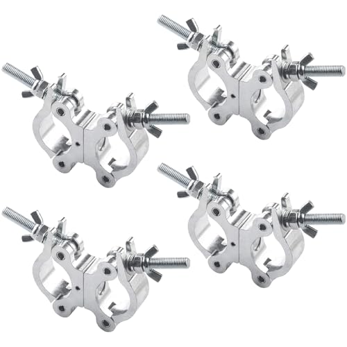 Mad Owl Stage Lighting Equipment & Accessories,Twist Paired Aluminum C‑clamp Scaffolding Heavy Duty Truss Clamps Adjustable 40-52mm/1.57-2.05 inches (4pack Silver) - size: 4Pc 40-52mm/1.57-2.05”