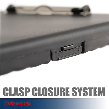 Officemate Slim Clipboard Storage Box, 14.5 x 10-Inches Letter Size Document Organizer, Low-Profile Metal Clip, Separate Pen and Pencil Compartment, Charcoal - size: Pack of 1