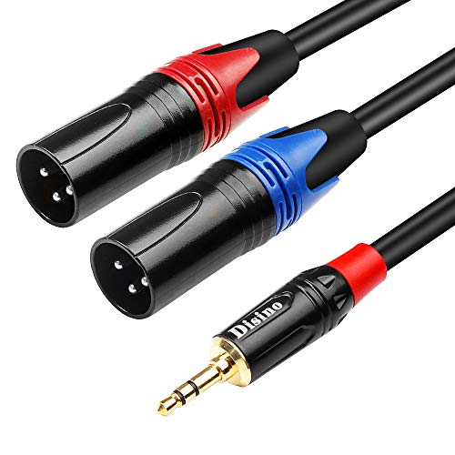 1/8 Inch to Dual XLR Male Y-Splitter Cable,Unbalanced 3.5mm Mini Jack TRS Stereo Aux to Double Male XLR Adapter Interconnect Breakout Patch Cord - 3.3 Feet/1 Meter - size: 3.3 Feet