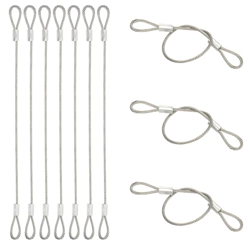 PATIKIL 10 Pcs Dia. 1.5mm Stainless Safety Cable, 8" Length Steel Security Ropes with Double Loops Braided Wire Rope Cables for Stage Light Outdoor Gate Luggage Lock Yard Lighting - size: 1.5mmx20cm