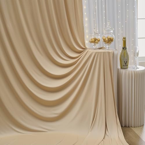 10ftx12ft Champagne Backdrop Curtain for Wedding Party 2 Panels 5×12FT Tall - color: Champagne, size: 10ftx12ft (2 Panels W5'xH12')