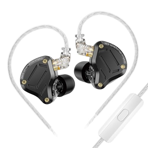 KZ ZS10 Pro 2 Gaming Earbuds,4-Level Tuning Switch Headphone Multi Driver in Ear IEM Earphone,Upgraded 1DD+4BA KZ IEM Gaming,Wired Earbuds with Detachable 2Pin Cable (Dark, with Microphone) - color: Dark, size: With Microphone