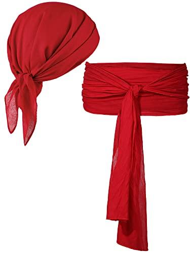 Bencailor 2 Pcs Pirate Costume Accessories Women - color: Red, size: Medium