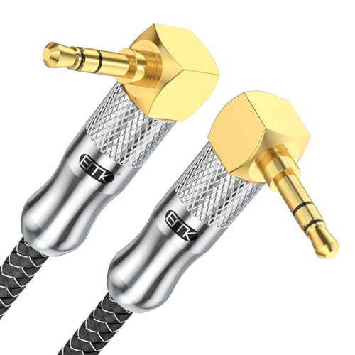 EMK 90 Degree Male to Right Angle Male 3.5mm Stereo Audio Aux Cable 1.5M Gold Plated Dual Angled TRS Aux Cord Compatible with Laptop, Smartphone, Music Player, Tablets, Speakers?X0049CAQRX - size: 5 Feet, style: 3.5mm TRS Dual 90° Aux Cable