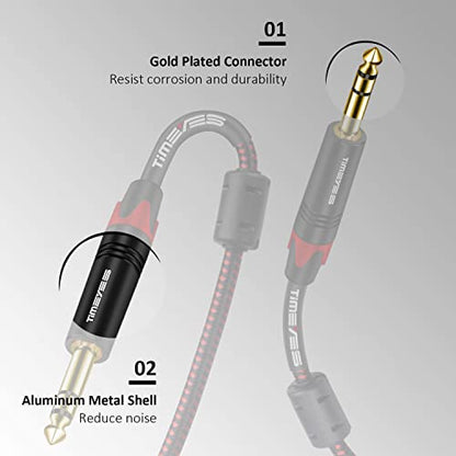1/4 Inch 6.35mm TRS Cable 12M, TRS Male 6.5mm to 6.5mm Balanced Instrument Cable, Jack 6.35mm(1/4'') Stereo Audio Interconnect Cord for Mixing Console, Speaker, Amplifier Quarter Inch 40FT - size: 12M/40FT