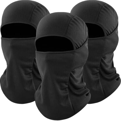 ROXUN Ski Mask Balaclava, Motorcycle Summer Cooling Breathable UV Protector | Windproof & Warm, Adjustable & Secure, Breathable & Dry-Fit, All-Season Comfort - color: 301-black+black+black