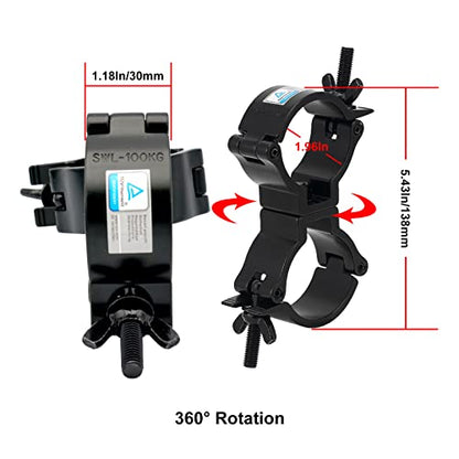 4 Pack Dual Swivel Clamp Turn As Needed Two 360 Degree Clamps, Lighting Truss Swivel Coupler DJ Light Clamps, Fit for 1.88-2 Inch (48-51mm) OD Tube/Pipe, Heavy duty 220lbs, TUV Certificated - color: Black