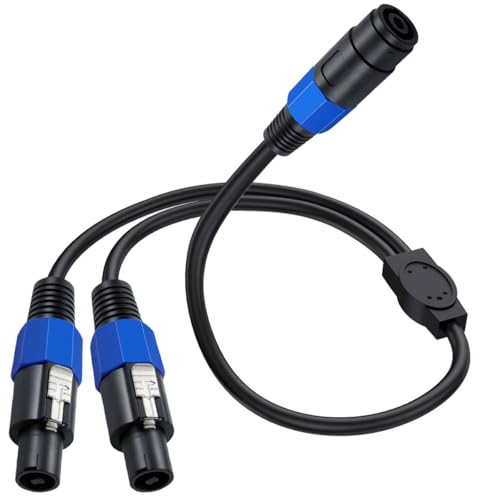 Speakon Splitter Cable, Speak-on 1 Female 2 Male Audio Cable (50cm) | Speaker Extension Cable, Speaker Break Out Cable with Twist Lock for DJ/PA Speaker Cord (1 Female to 2 Male) - style: 1 Female To 2 Male