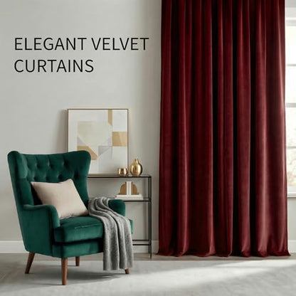 Burgundy Red Velvet Curtains 84 inches Room Darkening Thermal Insulated | Super Soft, 2 Panels, Window Drapes with Back Tab & Rod Pocket for Living Room Bedroom, 52" W x 84" L - color: Burgundy Red, size: 52"W x 84"L (Pack of 2)