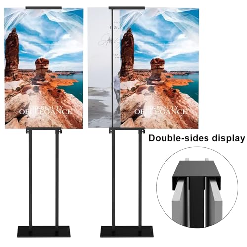 KOOV Poster Stand for Display Pedestal Sign Stand | Double Sided Sign Holder Floor Stand, Non-Slip Base, Heavy Duty, 75" Height Adjustable, 1 Pack - size: Double Pole-1Pack