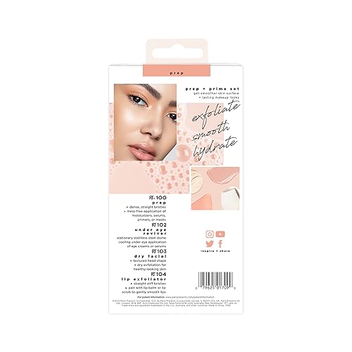 Real Techniques Prep and Prime Makeup Brush Set, Ideal for Exfoliating & Applying Primers, Moisturizers, & Serums, Skincare Tools, Synthetic Bristles, Cruelty-Free & Vegan, 4 Piece Set - color: Black;Silver, size: 4 Count (Pack of 1)