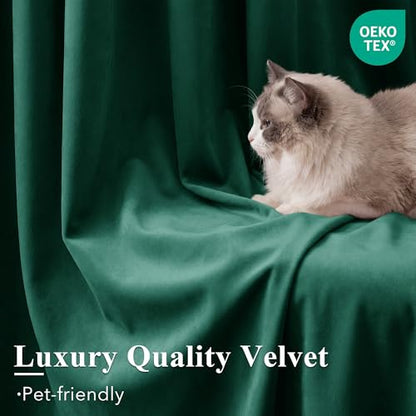 StangH Emerald Green Grommet Velvet Blackout Curtains, W42xL84, 2 Panels - color: Green Series - Emerald Green, size: 42"W x 84"L (Pack of 2)