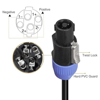 Sound Town Speakon to Speakon Speaker Cable, 100 Feet, 14 Gauge, 2 Conductor, Male to Male (STC-14NN100) - size: 100 Feet 14 Gauge Speakon to Speakon