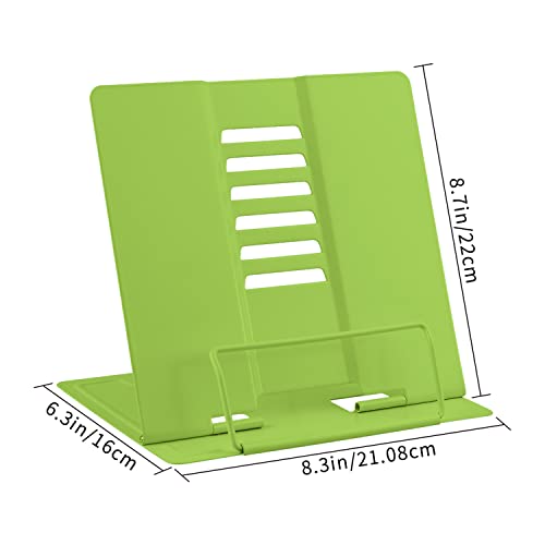 Honagu Metal Desk Book Holder, Hands Free Adjustable Cookbook & Document Holder, Portable Bookstand for Music Books, Textbooks, Recipes, Tablets & iPads (Green) - color: Green