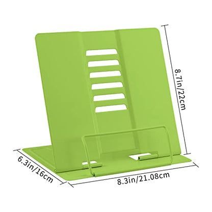 Honagu Metal Desk Book Holder, Hands Free Adjustable Cookbook & Document Holder, Portable Bookstand for Music Books, Textbooks, Recipes, Tablets & iPads (Green) - color: Green
