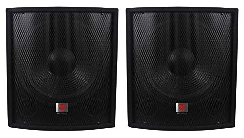 Rockville SBG1158 15" Passive Pro DJ Subwoofer, 8 Ohm, MDF, 2-Pack | 800W Peak / 400W RMS, 70 Oz Magnet, 3" Voice Coil, Ported Enclosure, SpeakON I/O, Steel Grille, Recessed Handles, Pole Mount