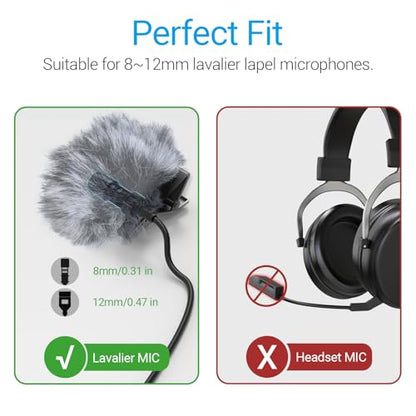 Cubilux Furry Windscreen & Foam Cover Set for Lavalier Lapel Microphone, Muff Windshield Windjammer Deadcat， Wind Muff & Dead Cat Set for Mini Clip-On Lav MIC, 5-Pack of Each - color: Foam & Furry Cover, 5-Pack of Each