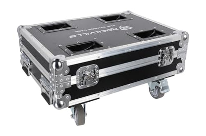 Rockville FLIP CHARGE CASE Charging Travel Road Case For (6) FLIP PAR Lights | Built-in Power Strip, Shockproof Foam, Rolling, Wheels with Brakes, Stackable, Aluminum Frame, Butterfly Locks, Drop-Tested