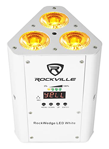 Rockville RockWedge LED 54W RGBWA+UV Rechargeable Wireless DMX Par Light | Built-In 7500mAh Rechargeable Battery, Up to 36 Hours Single Color Runtime, 4 Hour Recharge, 6 or 10 Channel DMX, White - color: White