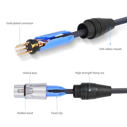10FT 5Pin XLR Male to Female DMX512 Cable,XLR-5Pin M to F Braided Cable Copper Conductor DMX Microphone Audio Cable-2 Pack - size: 10Feet