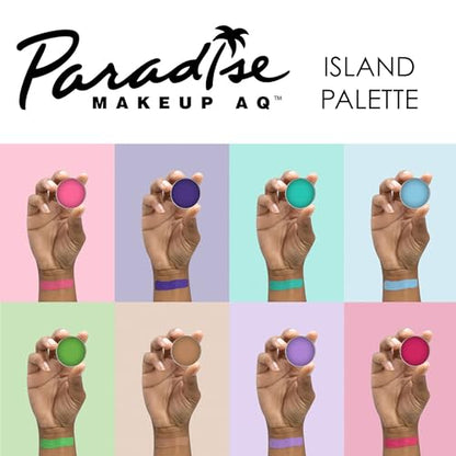 Mehron Makeup Paradise AQ - ISLAND PALETTE, Water-Activated Face Paint | 8 Color Professional Face & Body Paint Makeup for Cosplay, Theater, & Halloween. Vegan, Cruelty-Free, & Made in USA. - color: Island
