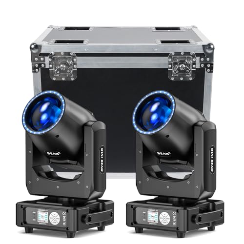 2PCS 350W 7R Beam Moving Head Light with Case RGB LED Strip,DMX512 Control Sound Activated Prism Fog Rainbow Effect,48 Prism & 14 Gobos 14 Colors,Auto Correction for Stage DJ Concert Theater