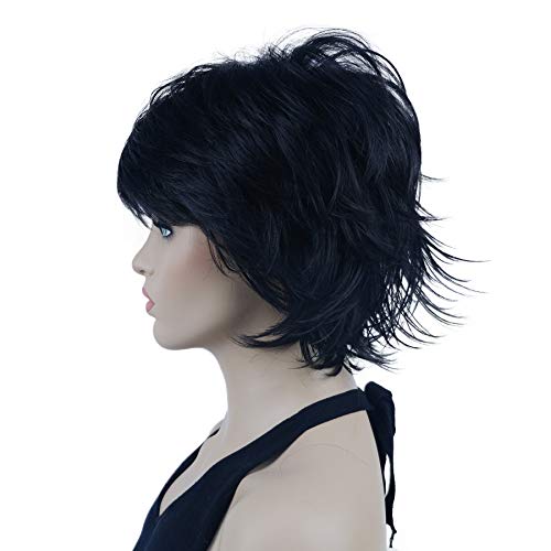 Lydell Short Layered Shaggy Wavy Full Synthetic Wigs (Natural black) - color: #2 Natural black