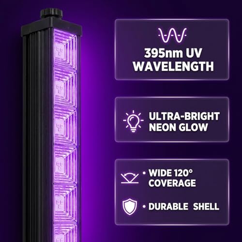 45W LED Black Light Bar, Blacklight with 6.6ft Cord+Switch, Light Up 26x26ft, Glow in The Dark for Halloween, Party, Birthday, Body Paint, Fluorescent Poster, Bedroom