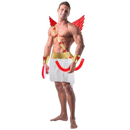 Cozypower 7 Pcs Halloween Cupid Costume Adult Wings Arrow Sash | Include Wings Arrow Bow Wrist Cuffs Body Sash Kilt for Halloween Dress Up - color: Red, size: X-Large