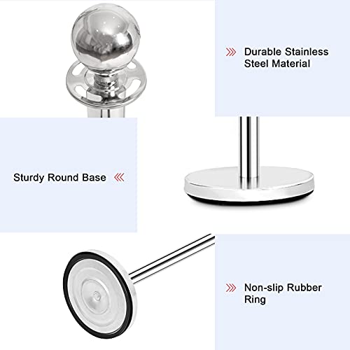 Goplus 6Pcs Stainless Steel Stanchion Set, Stanchions and 5FT Red Velvet Ropes, Round Top Polished Silver Stanchion Posts Queue Line Pole, Crowd Control Safety Barriers for Theaters, Museum, Party
