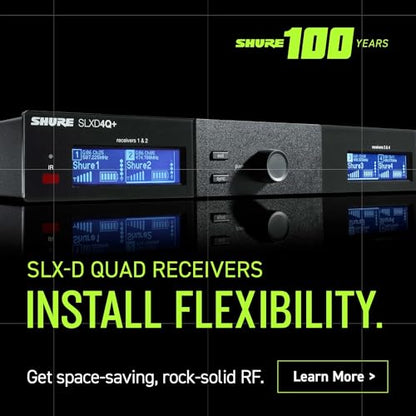 Shure SLX-D Digital Wireless Quad Receiver - 24-Bit Audio, 138MHz Wide Tuning Range, Space-Saving Design for 4 Channels (SLXD4Q+=-G57) - style: Standard
